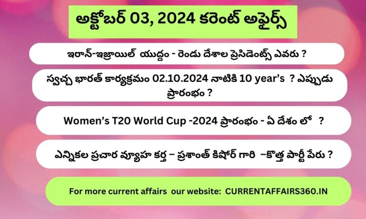 డైలీ కరెంట్ అఫ్ఫైర్స్ 2024